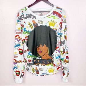 On Fire Black Educated Queen Empowerment Tie Side Long Sleeve T-shirt 1X NWT